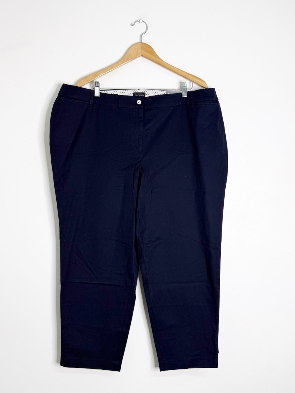 Talbots Perfect Crop Pants Size 20W Navy NWT Slim Leg Ankle Button